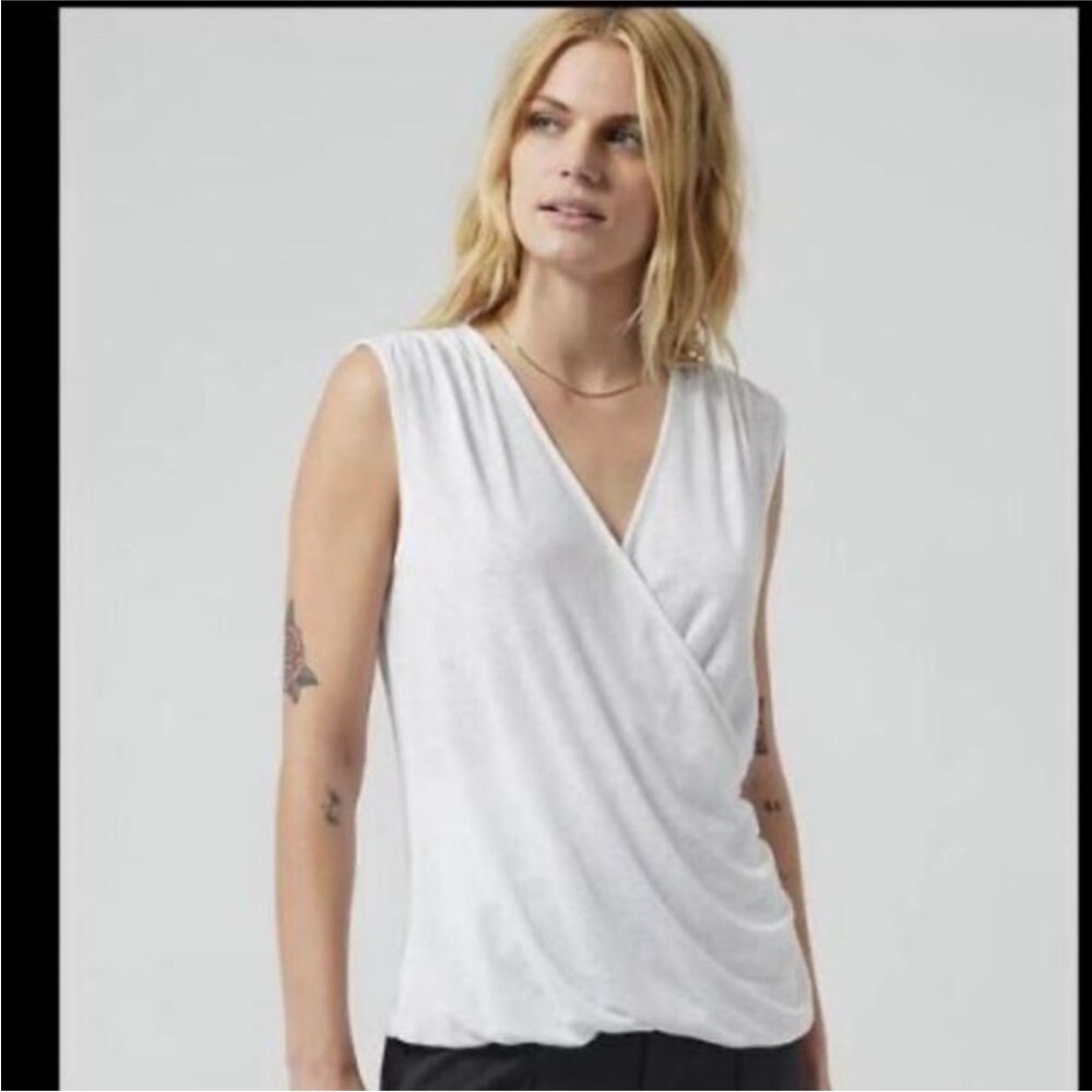 New Athleta White Breezy Wrap Tank Top
